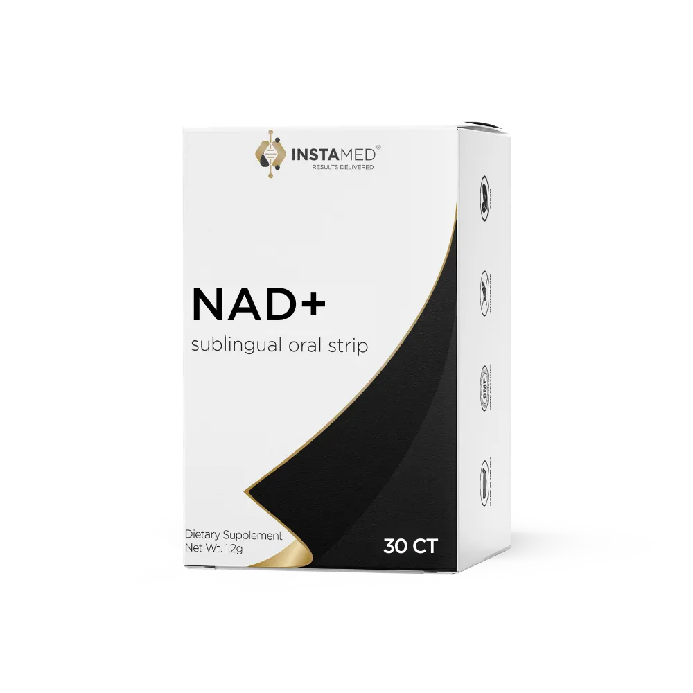 InstaMed NAD+ oral strips box, front